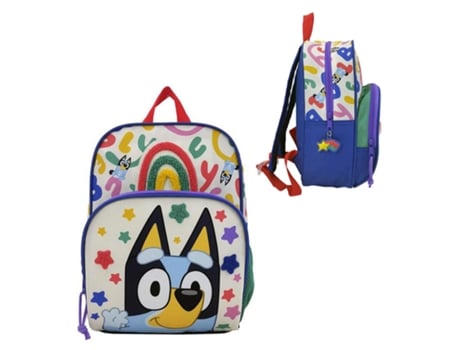 Mochila 30cm Bolsillo Frontal Rainbow Bluey