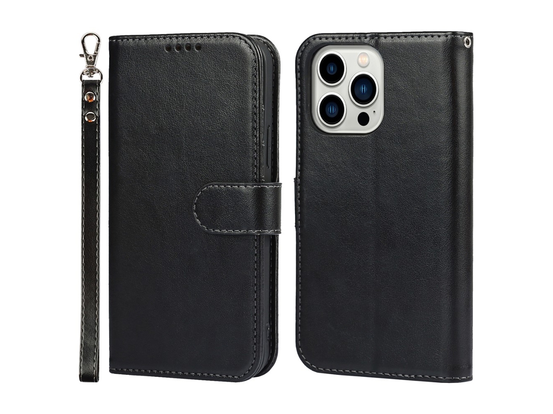 Capa Para Iphone 14 Pro Max Pele Sintética Preto