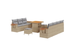 Conjunto 13 Sofá De Jardim Vidaxl Bege Vime Pe (234 X 204 X 85 Cm)