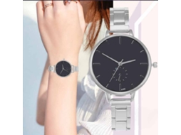 Relógio de Pulso Feminino Analógico de Quartzo com Pulseira de Aço Estilo Elegante Prata
