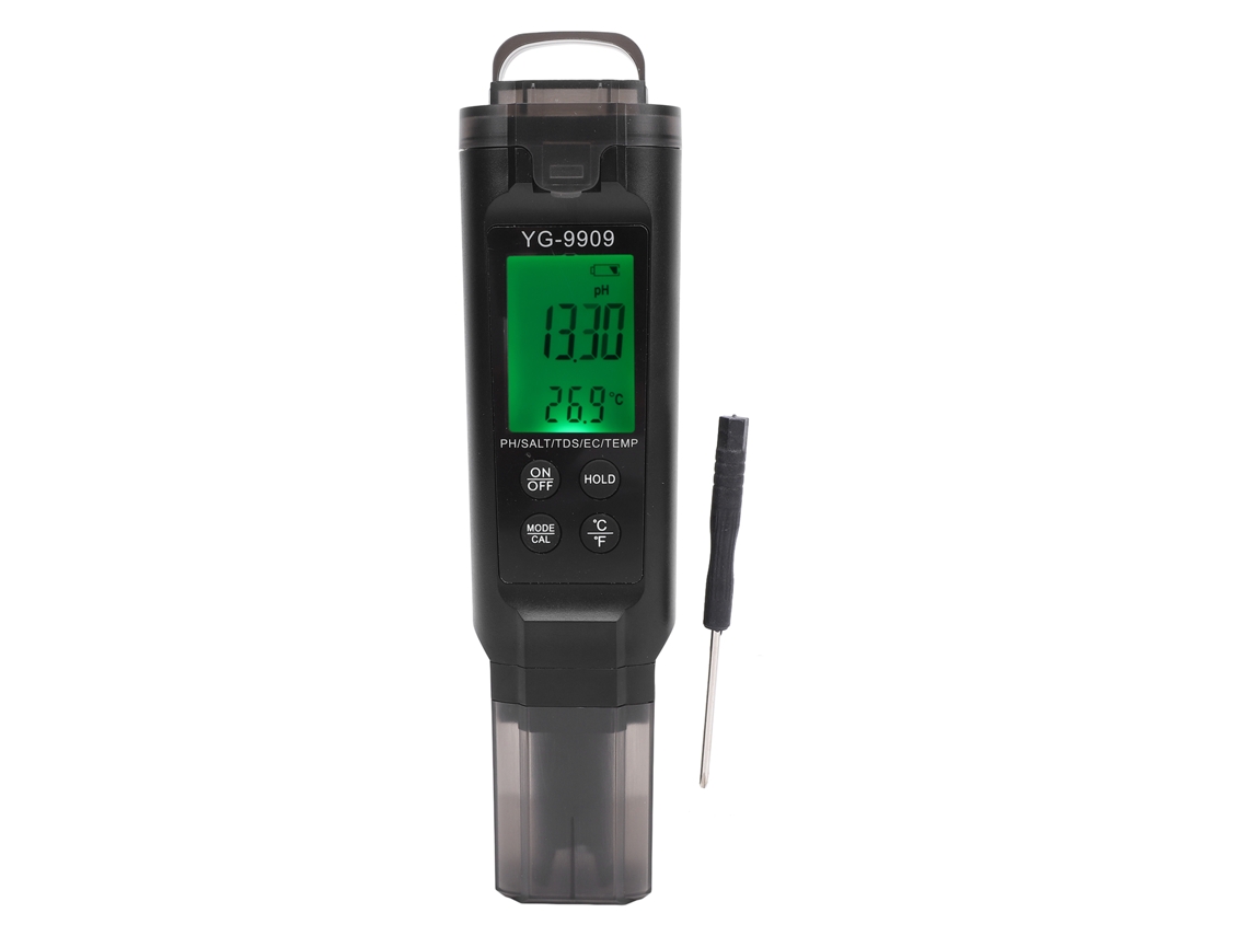 Tester De Qualidade Da Água 5 Em 1 Ph Ec Tds Temp Para Aquário Com Tela Lcd