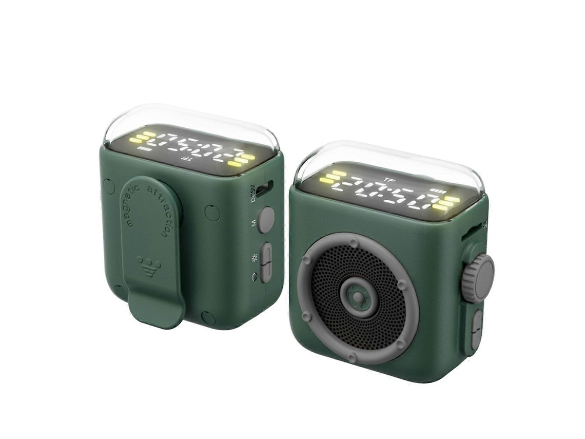 Mini Alto Falante Bluetooth Com Visor De Tempo E Som Hi Fi, Caixa De Música Verde Yunzii