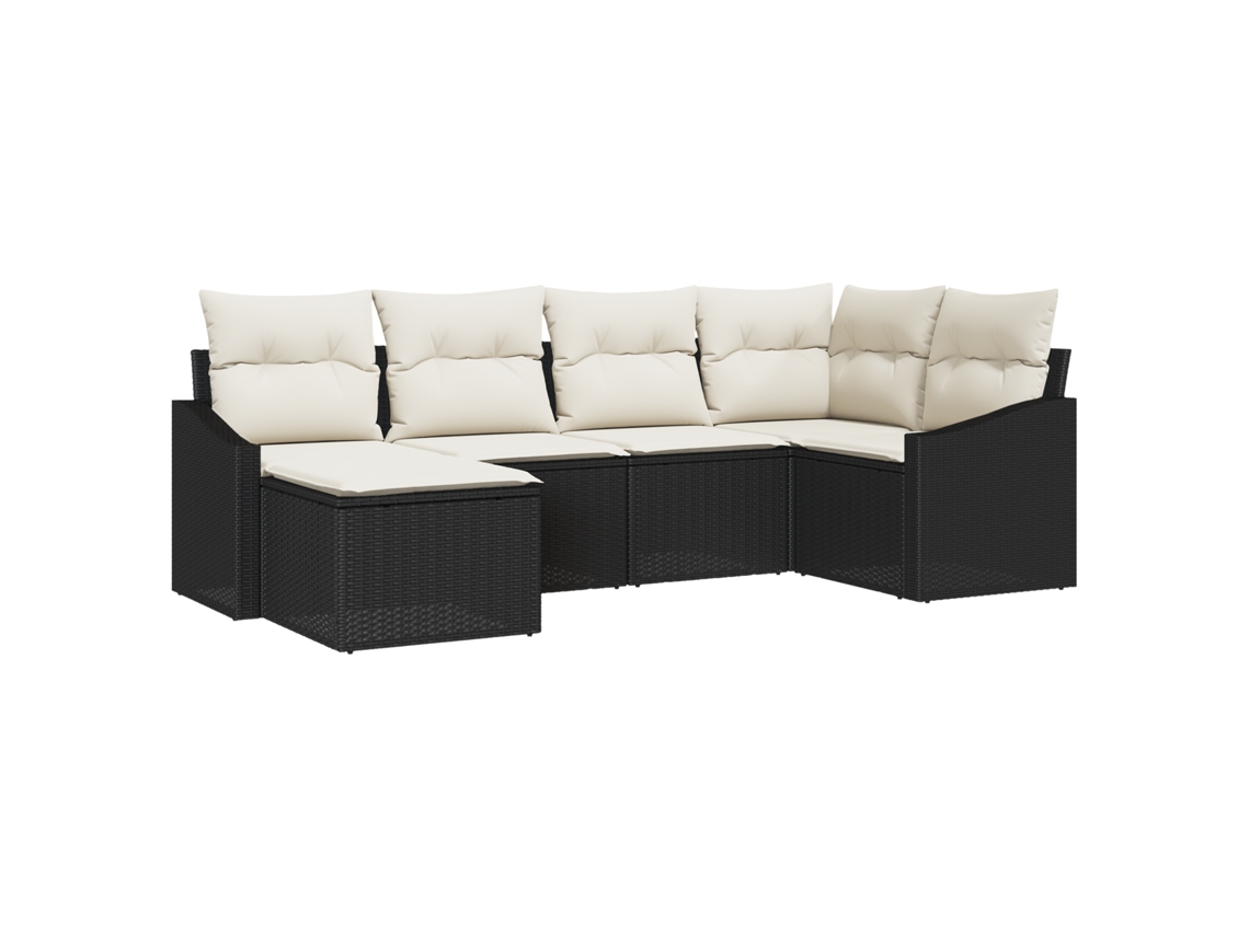 Conjunto 6 Móveis De Jardim Vidaxl Preto Vime Pe (233.5 X 123.5 X 85 Cm)