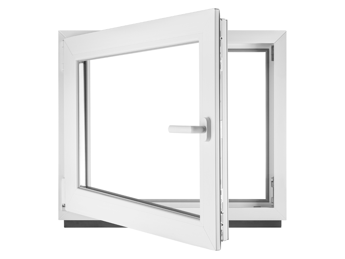 Janela PVC BAU PLAZA 115x60 cm Esquerda Branco Vidro Transparente Oscilobatente Duplo Vidro (1150x600 mm)