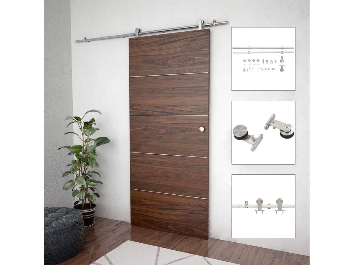 Vidaxl Kit Ferragens P/ Porta Deslizante 183cm Aço Inoxidável Prateado
