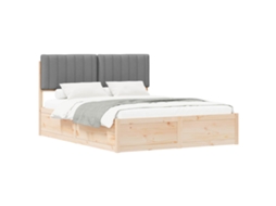 Estrutura de Cama com Cabeceira Estofada Cinzento Claro MAISON EXCLUSIVE