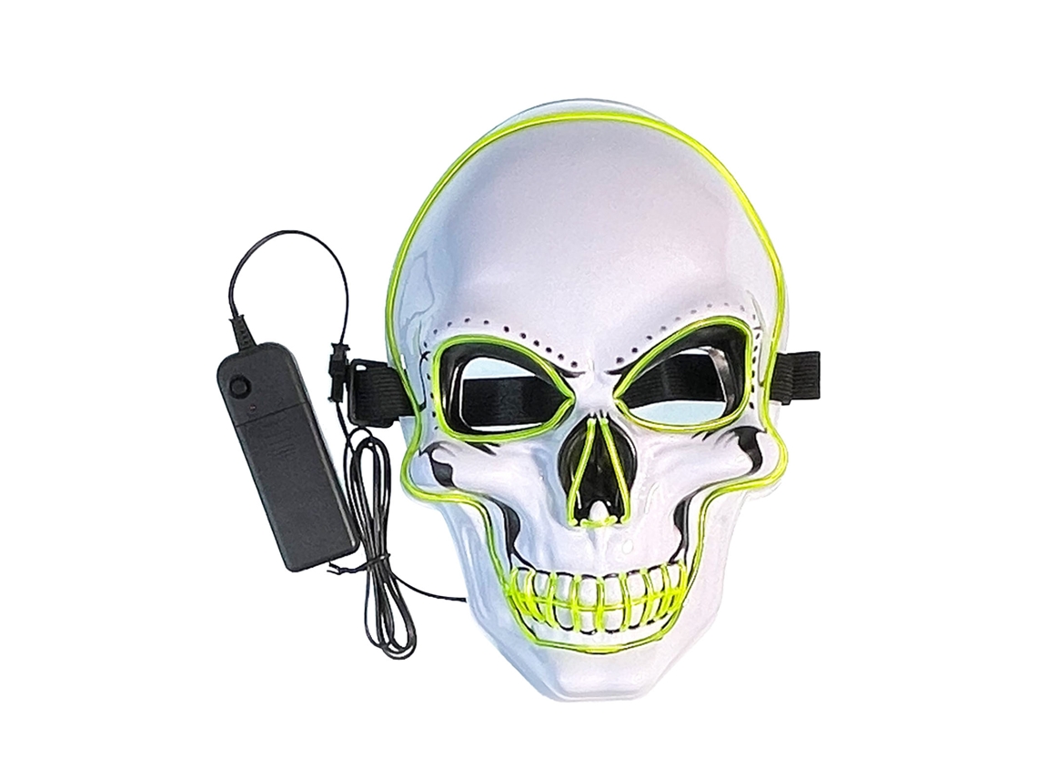 Rebe-máscara Facial De Calavera Led Com 3 Modos De Luz, Brilho Fluorescente Verde Para Halloween E Disfraces