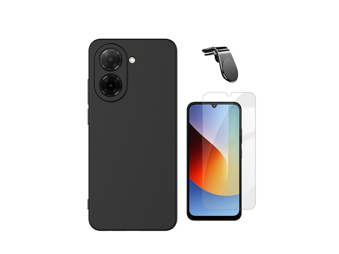 Kit Vidro Clearglass Capa Silicone Líquido Suporte L Phonecare Para Xiaomi Redmi A7 4g - Preto