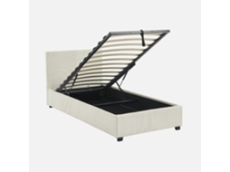 Cama Com Cabeceira Base Ripas Canelado Sweeek Veludo Branco (86x97x202)