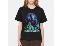 Rockinstone Halloween Neon Moon Black Adult T-shirt Size:m
