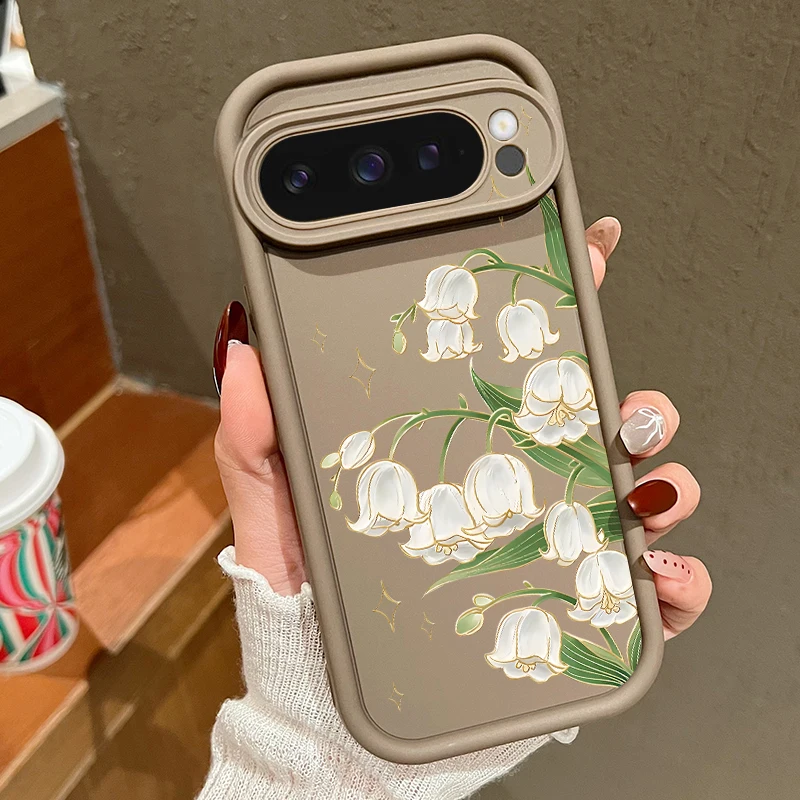Capa Para Celular Google Pixel 9a Com Estampa Floral (café), Capa Traseira De Silicone Macio À Prova De Choque.