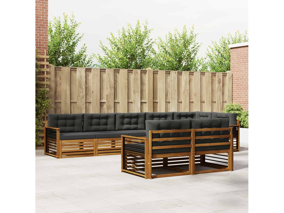 Vidaxl Conjunto De Sofás Para Exterior 8 Pcs Natural E Antracite