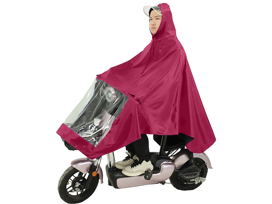 Poncho de Chuva Oxford Impermeável Unissex para Bicicleta Elétrica Vermelho Jujuba