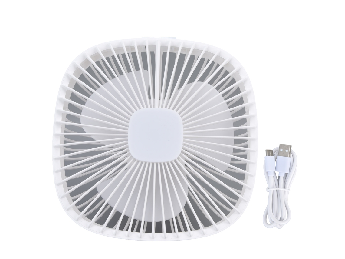 Ventilador Portátil Usb 4 Velocidades 3 Brilhos Branco com Gancho