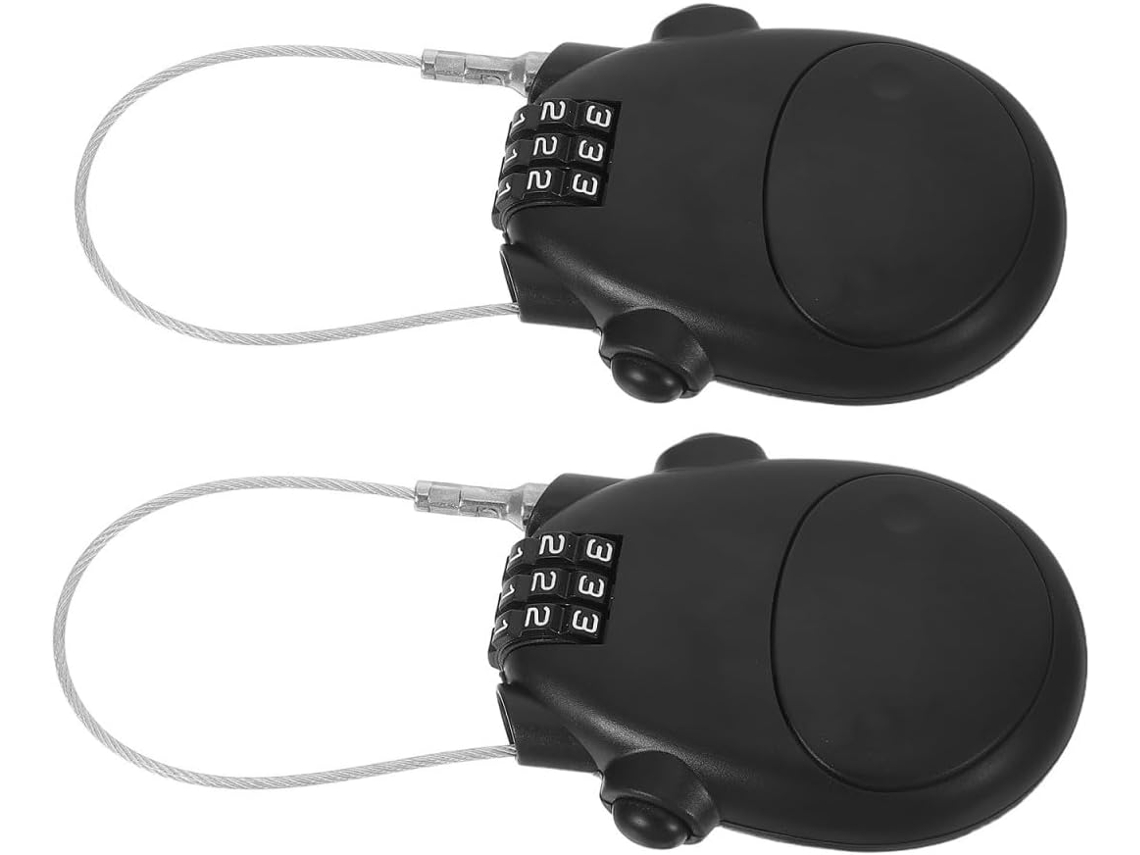 Conjunto De 2 Cadeados Retráteis Pretos E Leves Com Combinação, Cabo