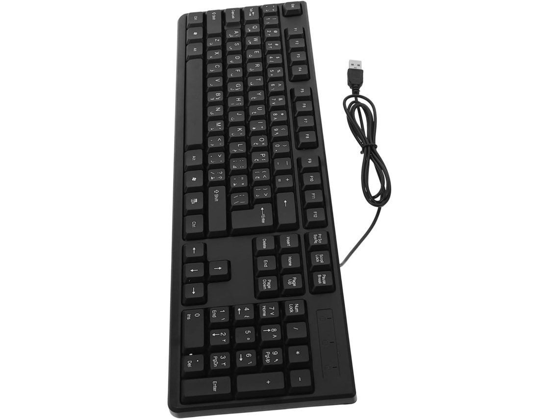 Teclado Usb Com Fio Para Computador De Mesa, Teclado Eletrônico Completo E Compacto Com Layout Árabe Teclado Usb Com Fio Para Computado Gokoco