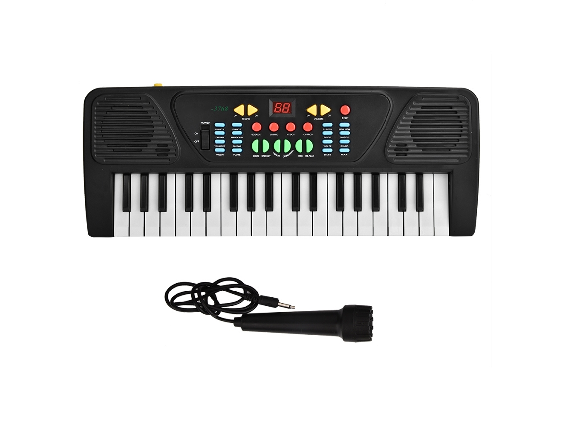 Primerox piano Elétrico Infantil com Microfone 37 Teclas Brinquedo Musical Bateria