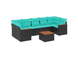 Conjunto de Sofá de Jardim, 9 Peças, Almofadas, Rattan Marrom MAISON EXCLUSIVE