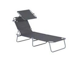 Espreguiçadeira OUTSUNNY Dobrável Metal e Tecido Oxford (Cinzento - 187x58x50 cm)