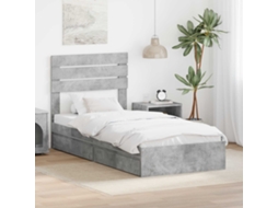 Vidaxl Cama com Armazenamento Cinzento 90 X 190 Cm Madeira Processada