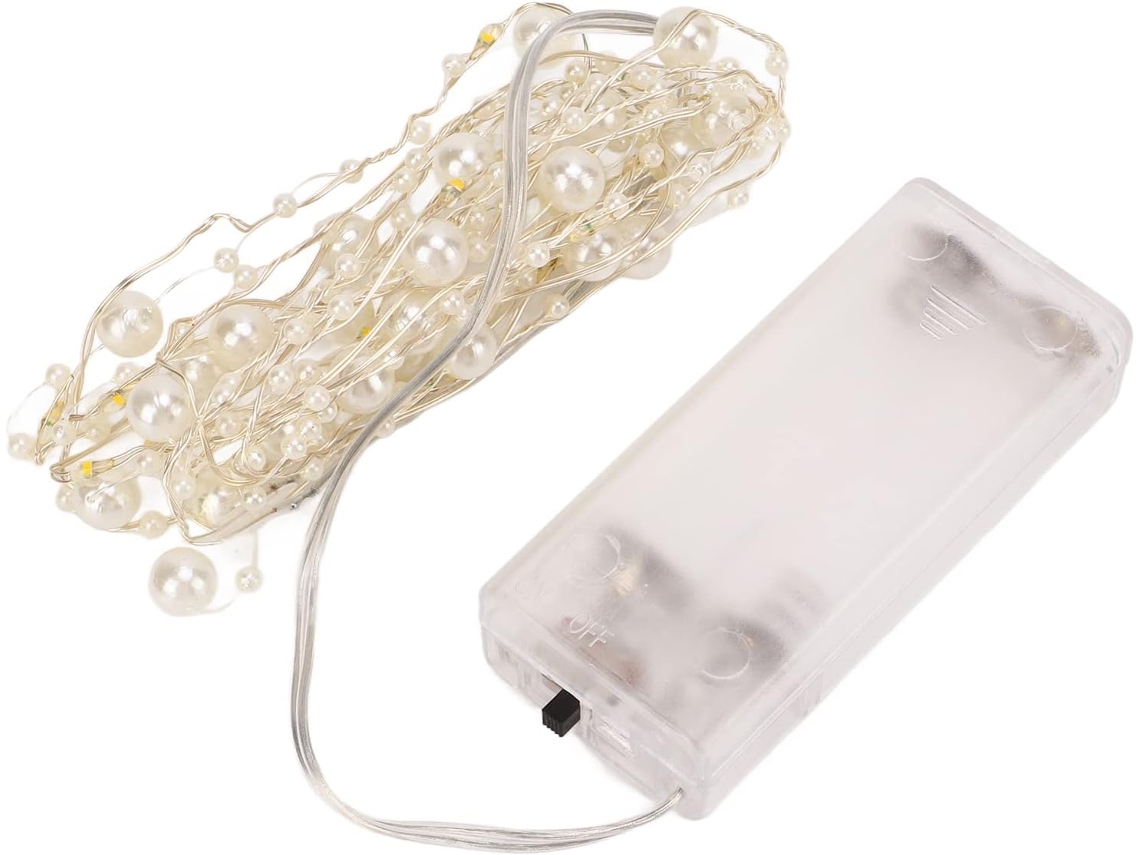 Cordão De Luzes Com 4 Contas Led Brancas Para Decoração, Design Em