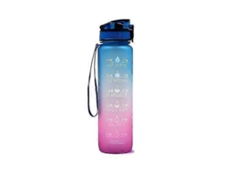 Garrafa De Água 1000ml Com Citações Esportivas, Projeto Anti-vazamento E Cobertura Reflexiva - Gradiente Verde Degradê De Violeta Azulado