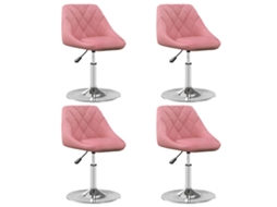 Vidaxl Cadeiras De Jantar Giratórias 4 Pcs Veludo Rosa