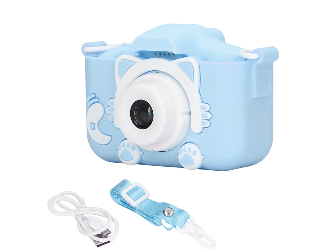 Ats câmara Mini de Silicone para Crianças com Cordão de Transporte, Câmara Digital Infantil com Vídeo Azul para Bebês e Crianças