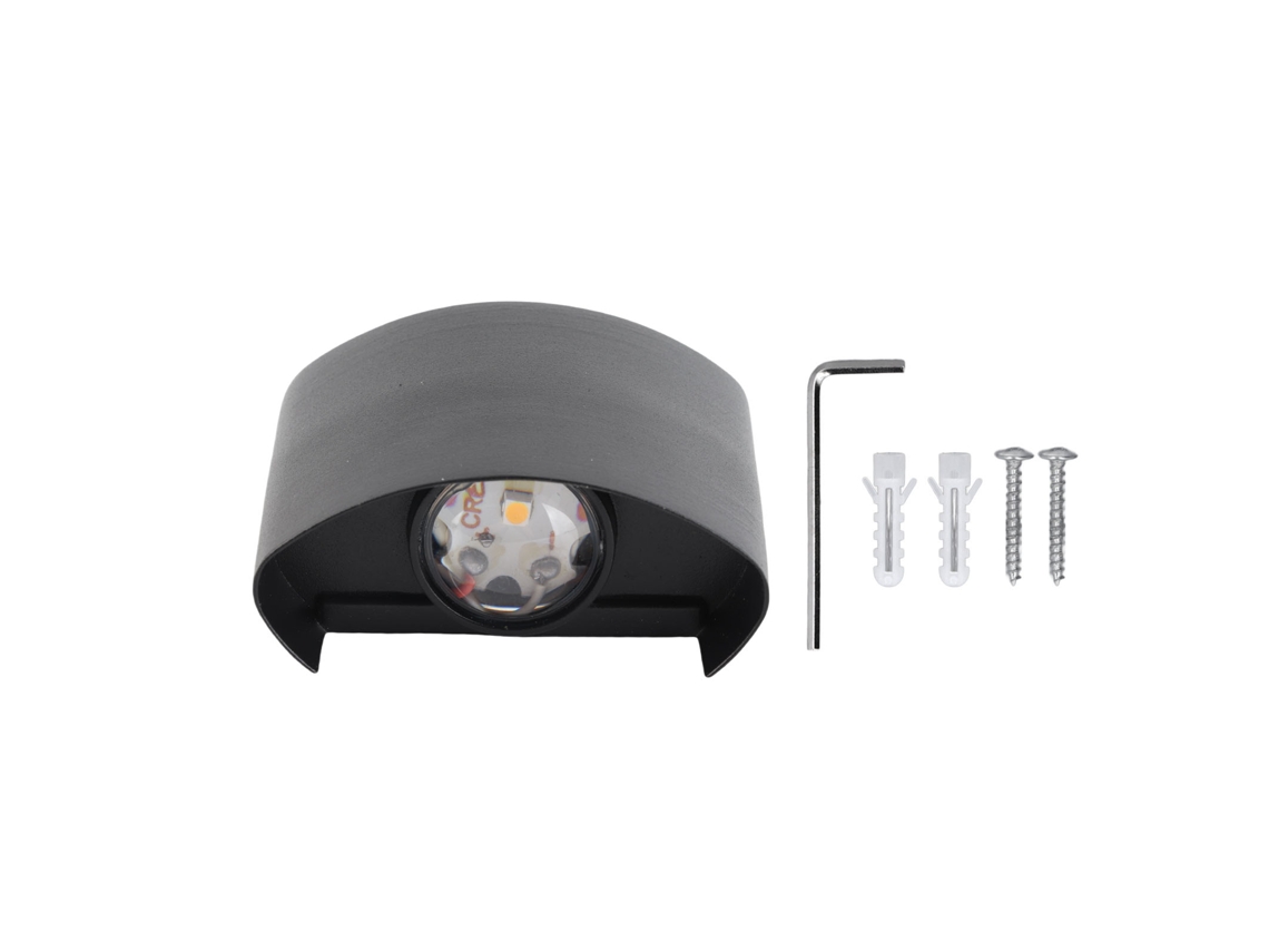 Rebe-lâmpada De Parede Led Impermeável Alumínio Preto Aplique Exterior 110‑265v Luz Quente