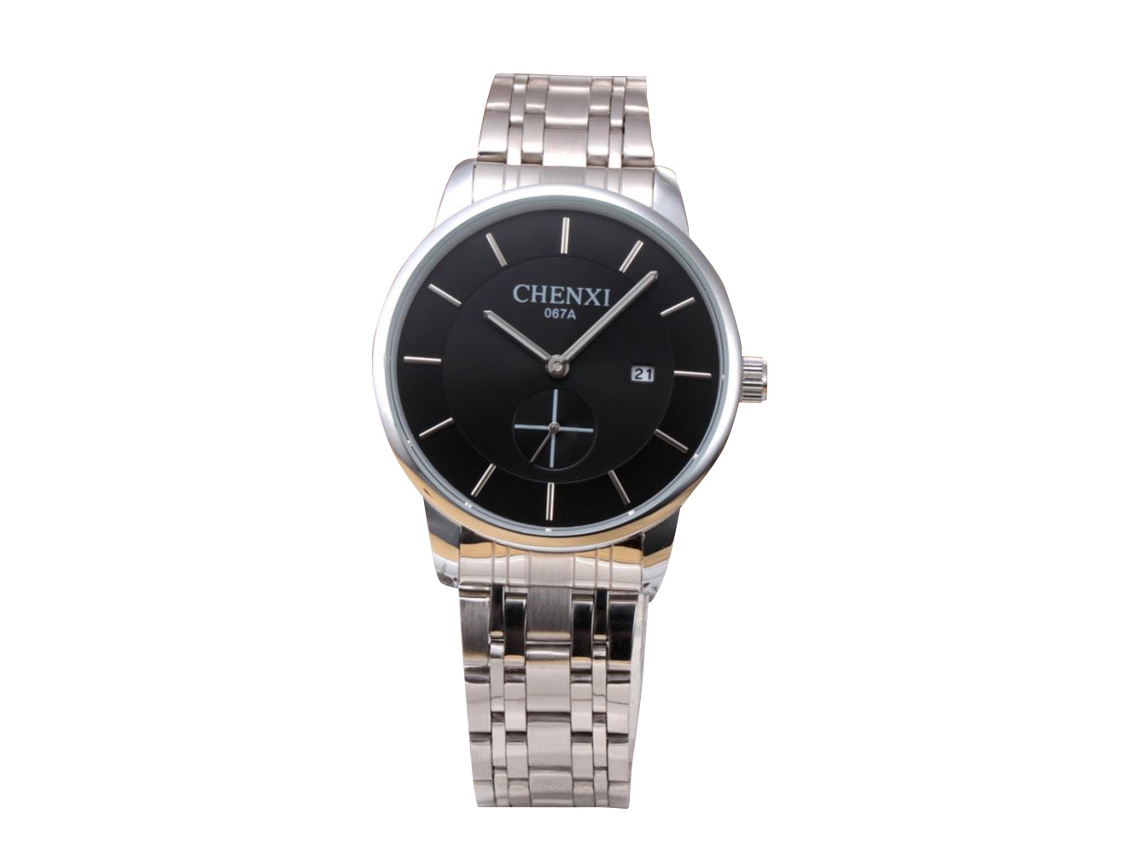 Relógio feminino casual para casal, à prova d'água, em aço, quartzo, para estudantes, preto.