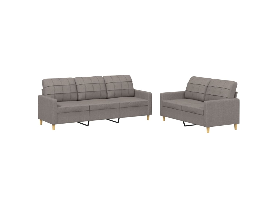 Conjunto de 2 Sofás com Almofadões Microfibra Cinza Acastanhado MAISON EXCLUSIVE