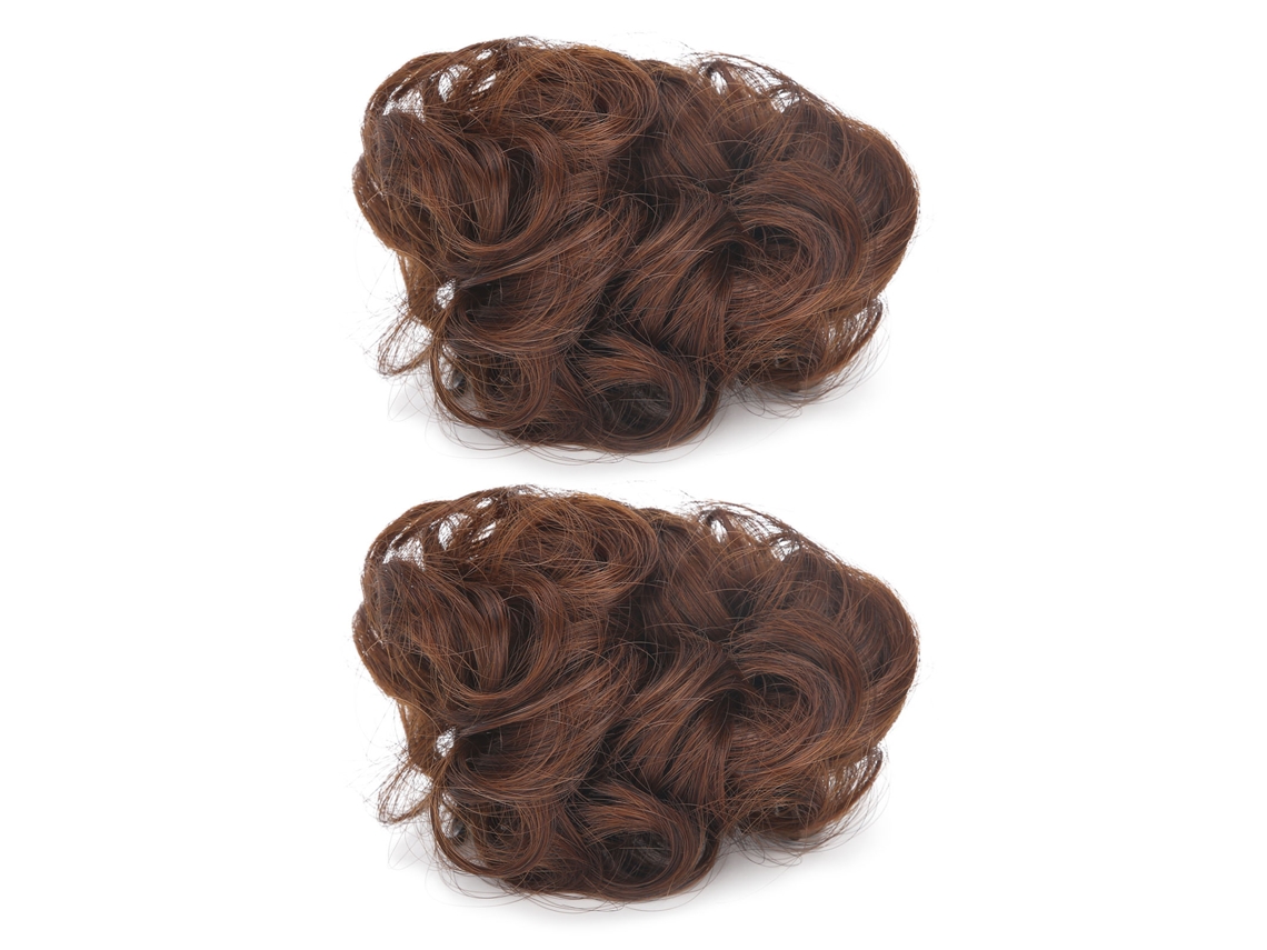 2026 2 Peças de Coque de Cabelo Sintético para Mulheres, Cor Castanho Claro com Estilo Despojado