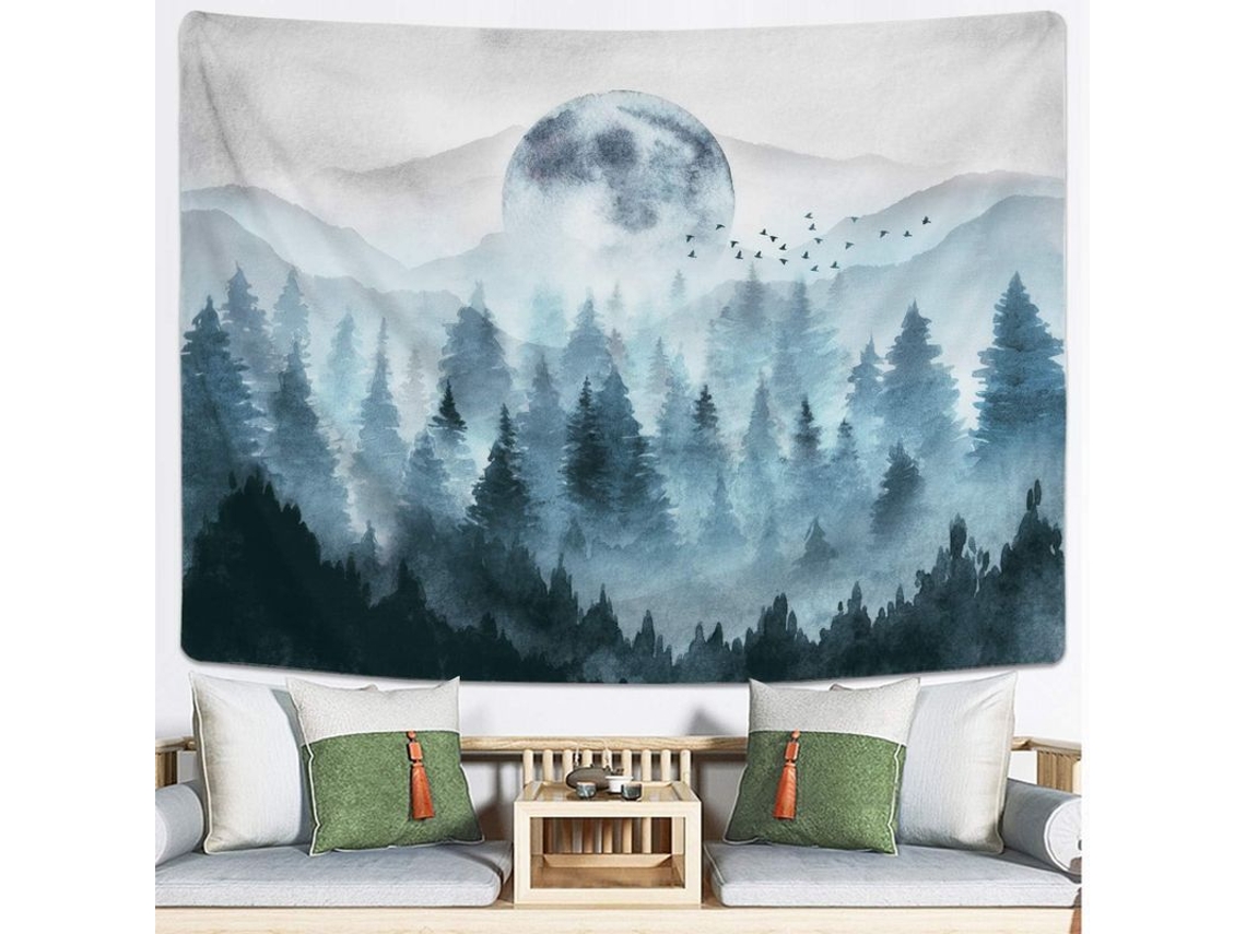 Tapiz De Bosque Nebuloso Com Montanhas E Árvores Mágicas Para Decoração Natural Interior E Exterior