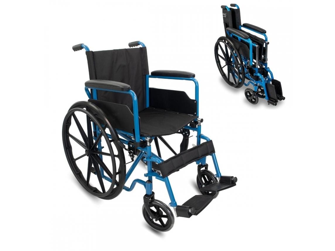 Cadeira de Rodas Dobrável MOBICLINIC Marsella (Rodas Grandes - 46 cm - Azul)