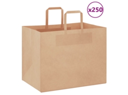 Vidaxl Sacos De Papel 250 Unid Com Alças Castanho 32x22x24 Cm