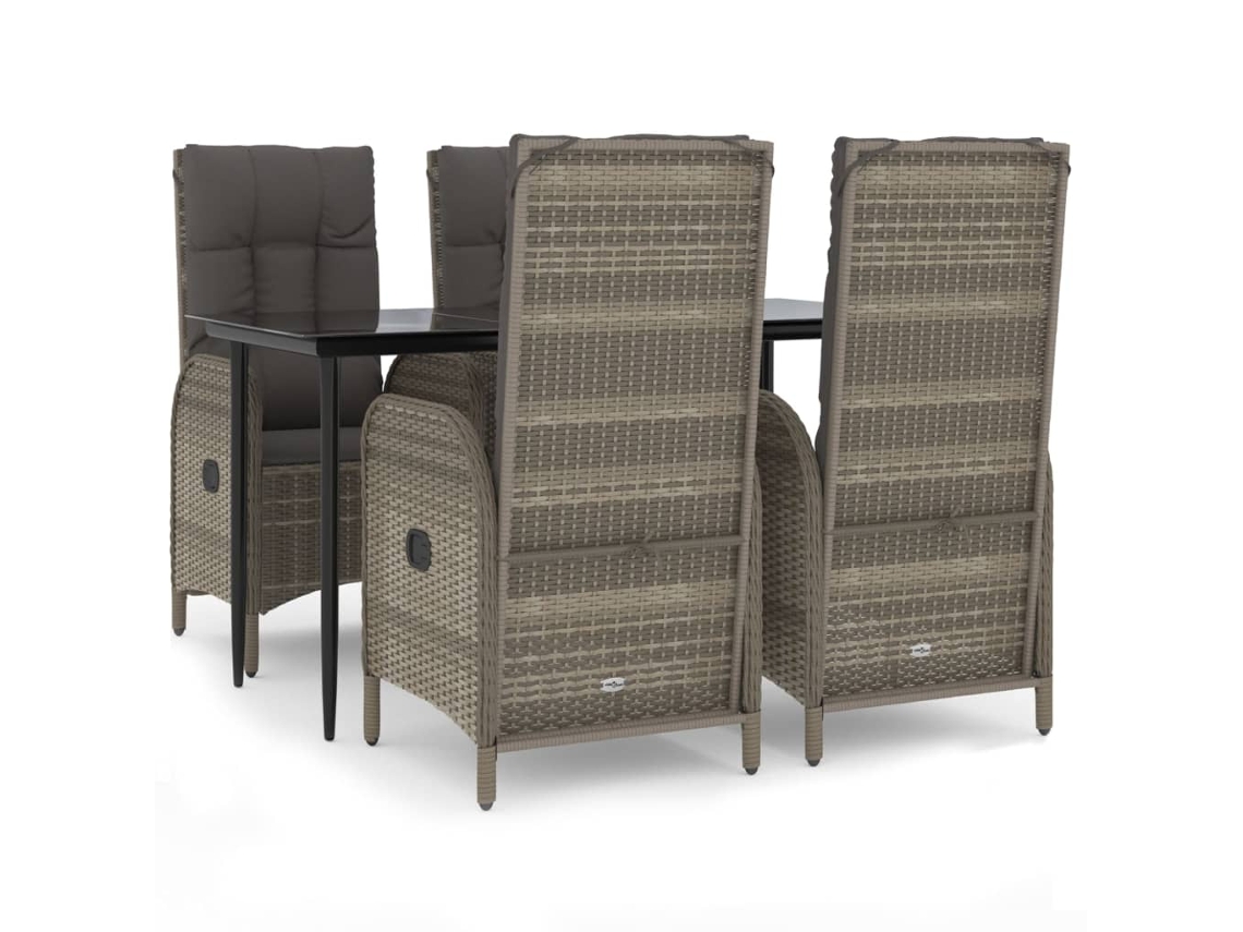 Garden Dining Set, Garden Dining Sets Vidaxl Cinzeto Rattan / Vime (mesa Com 140 Cm De Comprimento)