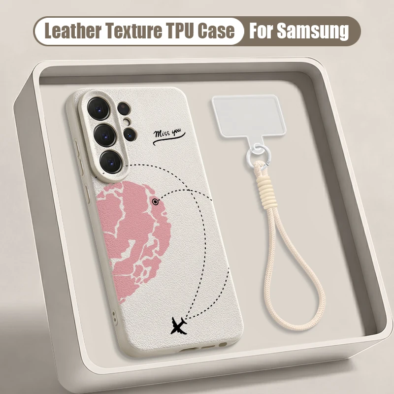 Capa Para Celular Galaxy S22 Ultra 5g Com Estampa De Coração E Cordão Macio (cordão Branco).
