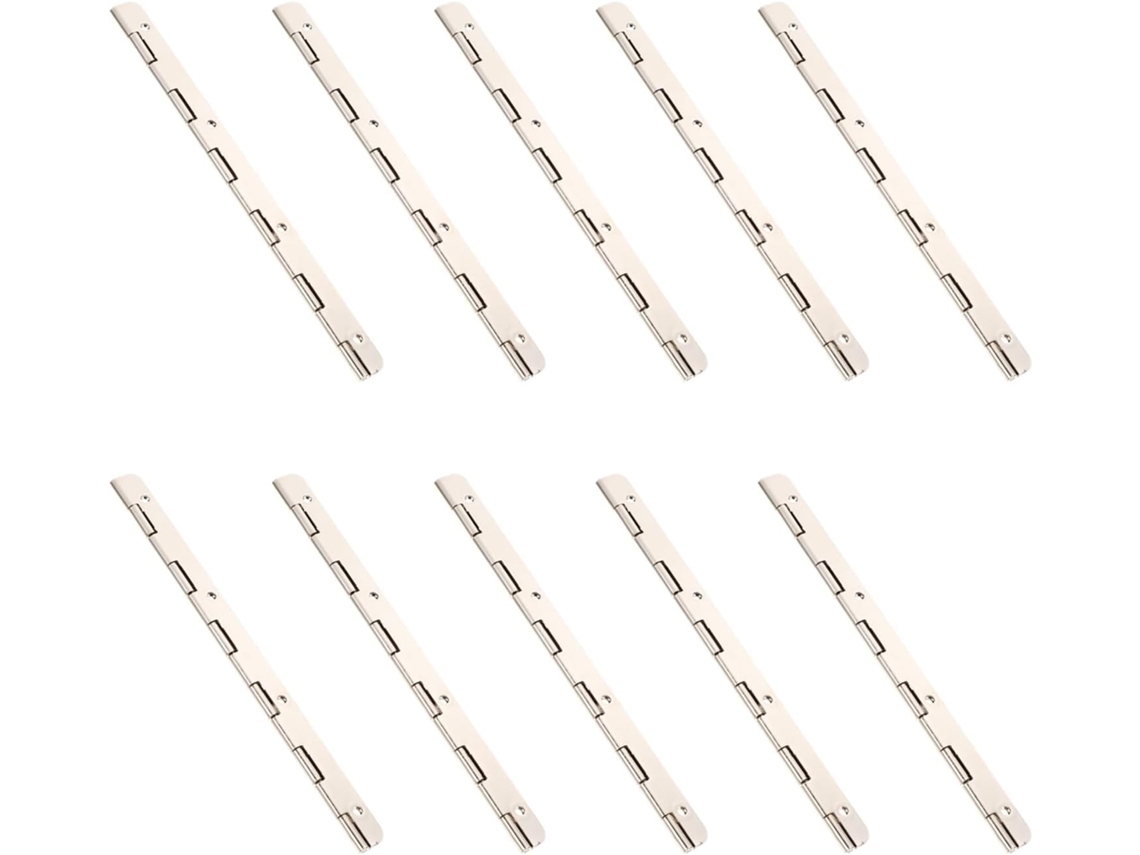 Conjunto De 10 Dobradiças Ferro Niquelado Para Armários, 150x17mm,