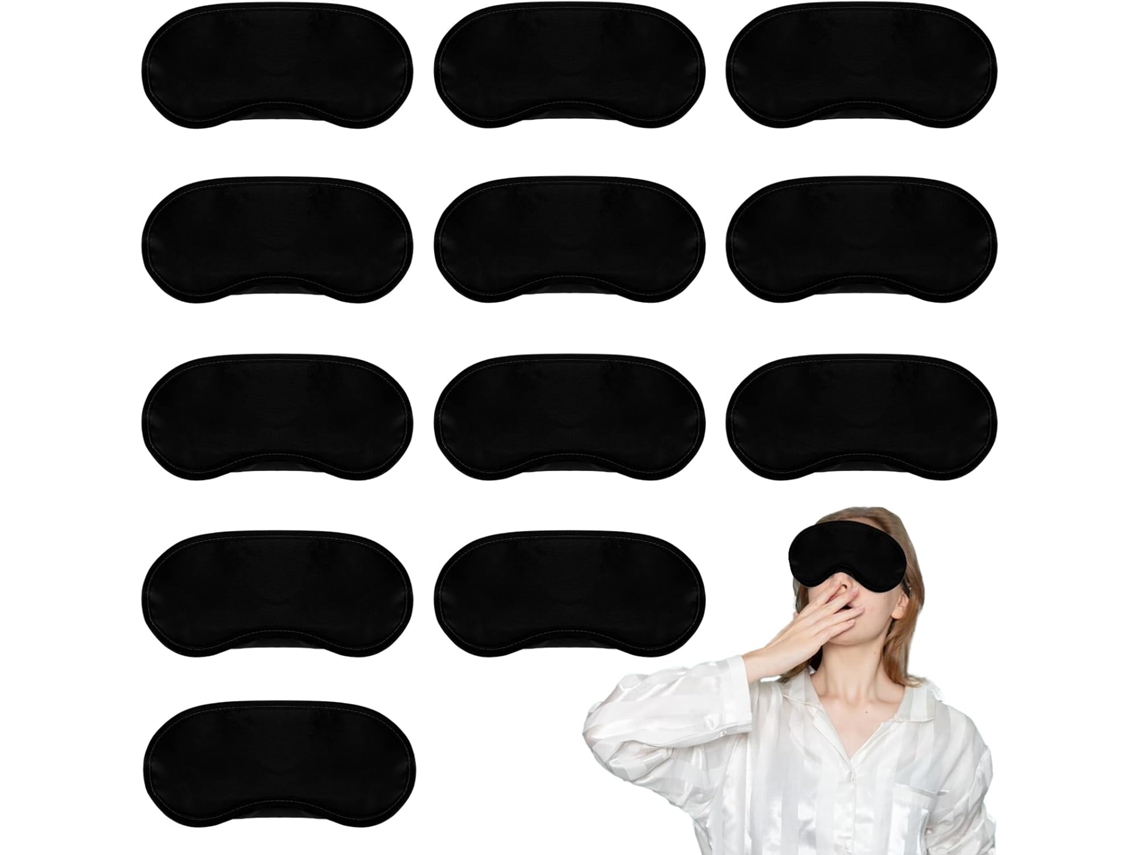 Conjunto de 12 Vendas Pretas Ajustáveis para Viagem AQUAFORGE