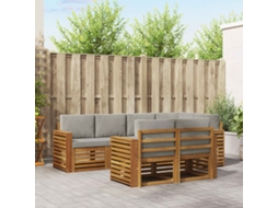 Vidaxl Conjunto De Sofás Para Exterior 7 Unid. Cinza Natural E Claro