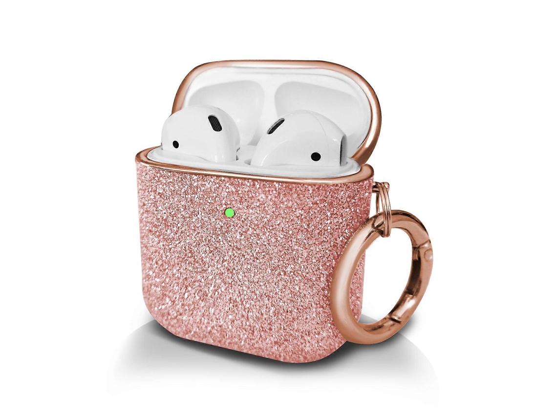 Camada protetora para fones de ouvido sem fio AirPods 1/2 com acabamento em glitter eletrodepositado. GIECY