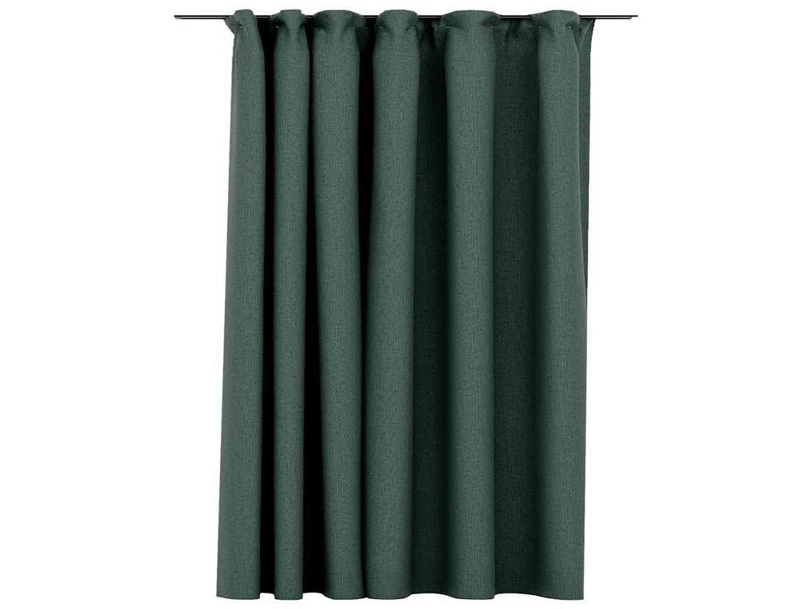 Maison Exclusive - Cortinas Opacas Aspeto Linho Com Ganchos 290x245 Cm Verde