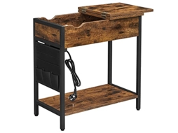 Mesa de Sofá Dobrável Rústica com Portas Usb e Armazenamento PRICENET