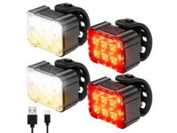 Conjunto De Luzes Para Bicicleta - Usb Recarregável, Ipx4 À Prova D'água (preto)