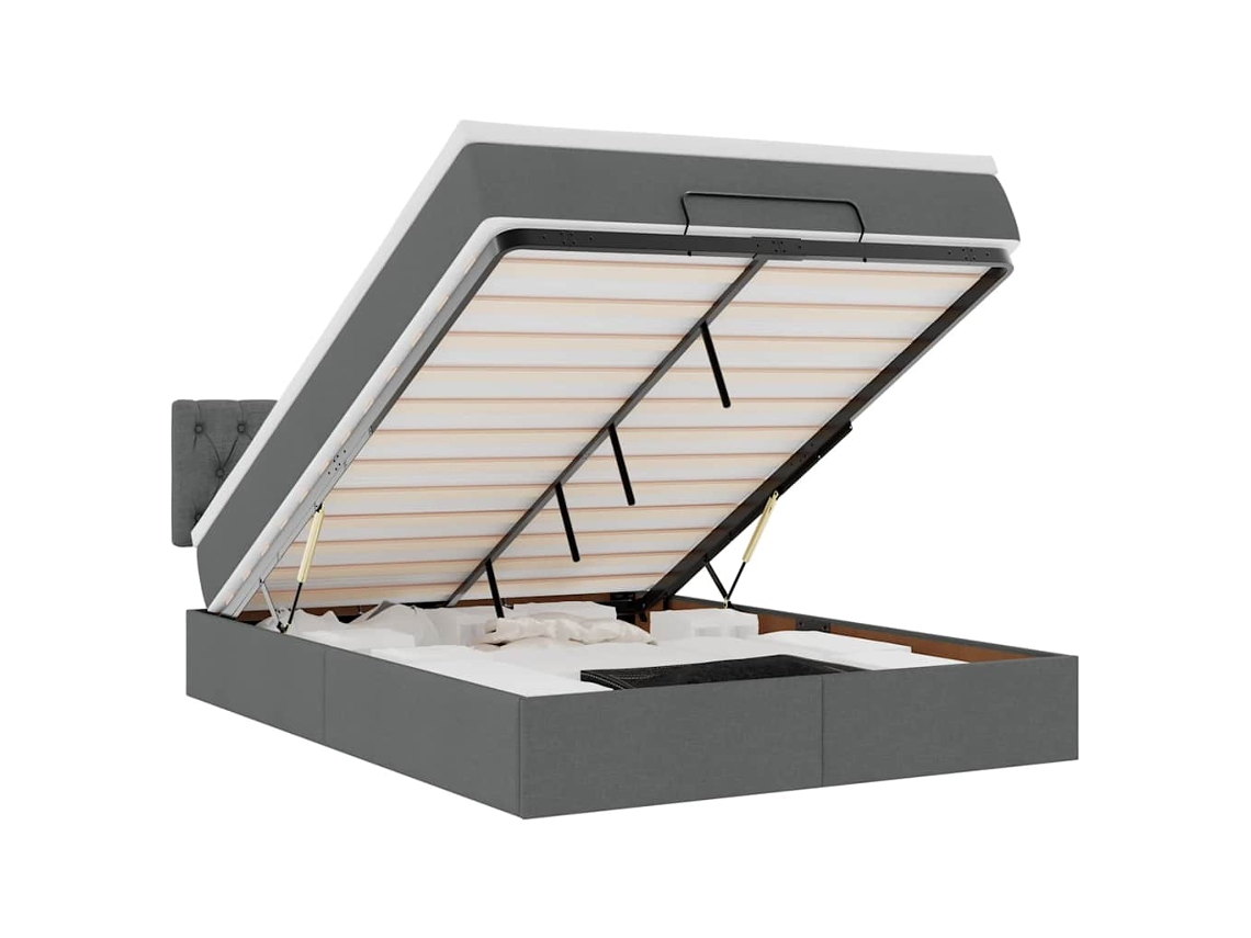 Cama Otomana com Colchão Leds Cinzento Escuro MAISON EXCLUSIVE (140x200 cm)