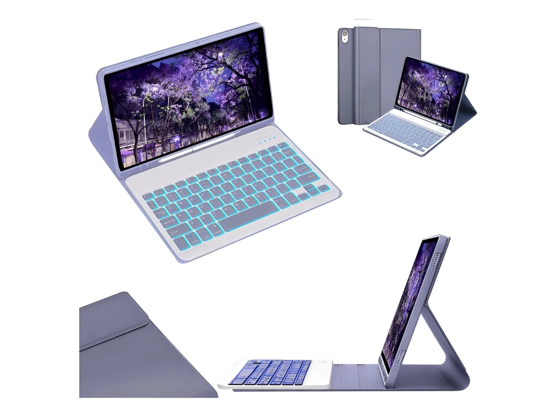 Capa Hexinyigjly Com Teclado Retroiluminado Para Samsung Tab A11 Plus Sm-x230/x235/x236 – 11" (2025) Roxo