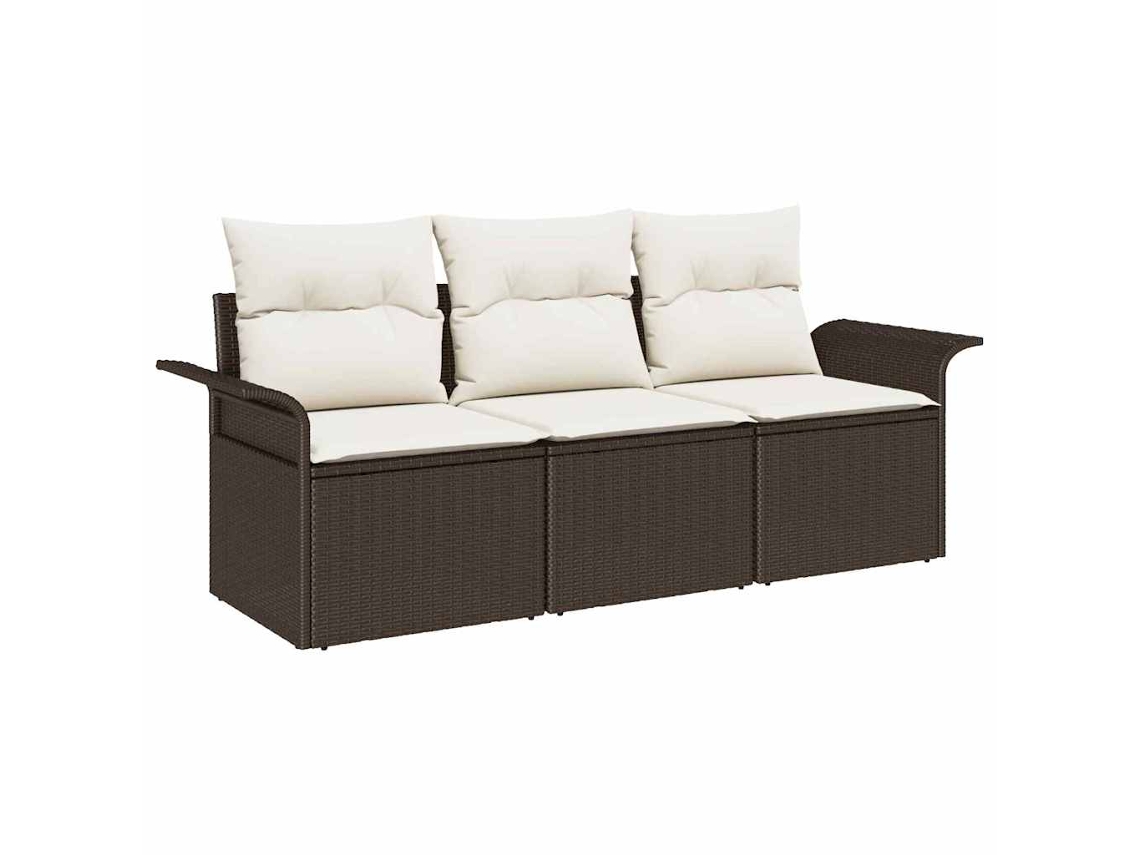 Maison Exclusive - Conjunto De Sofás Com Almofada 3 Pcs Marrom E Creme Vime Pe