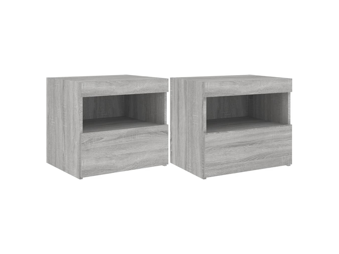 Bedside Cabinet, Bedside Cabinets Vidaxl Cinzeto Madeira Processada (n/a)