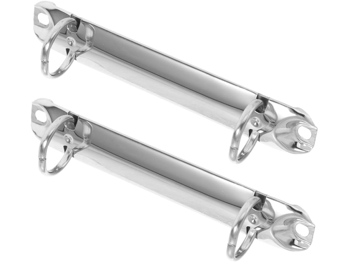 Conjunto de 2 prendedores de metal para pastas, resistentes e portáteis, com design elegante para uso fora da mesa.