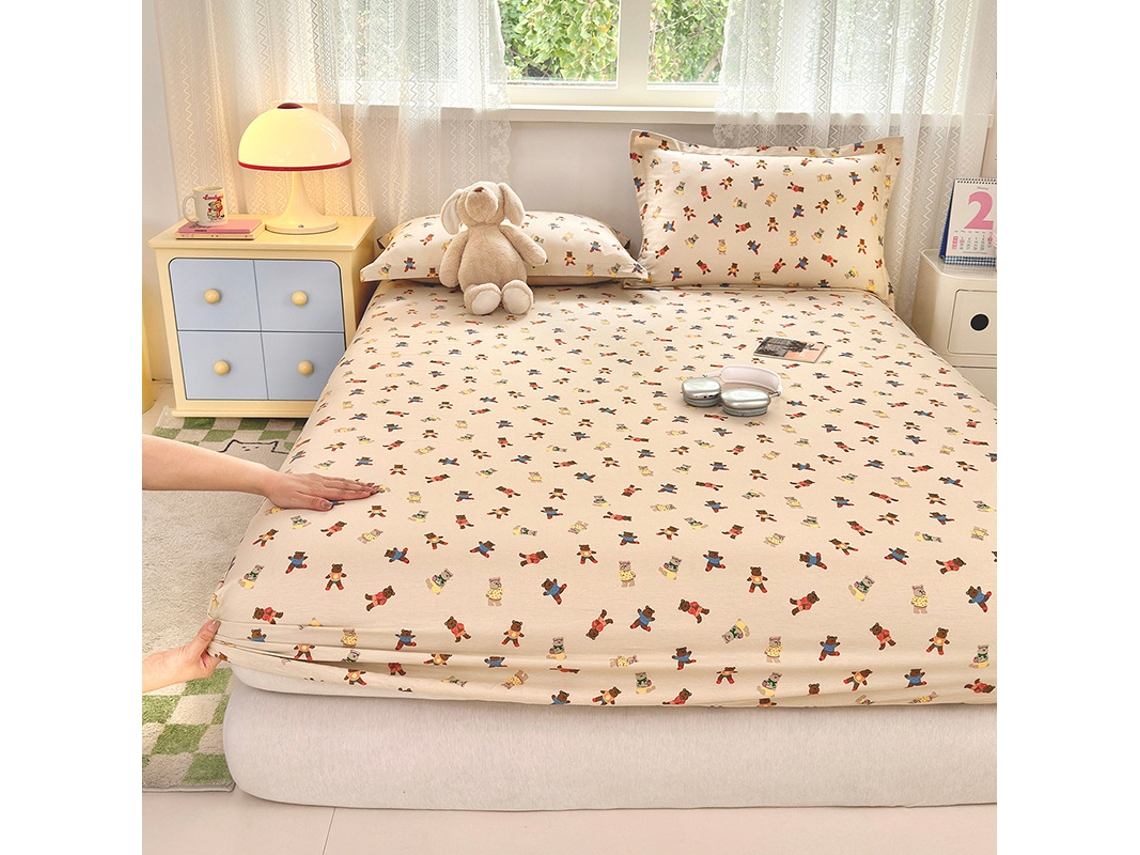 Capa de Colchão, Lençol de Baixo Estampado em Puro Algodão, Ideal para Quarto Infantil, Tema Festa Feliz, 90x200cm PANOONA